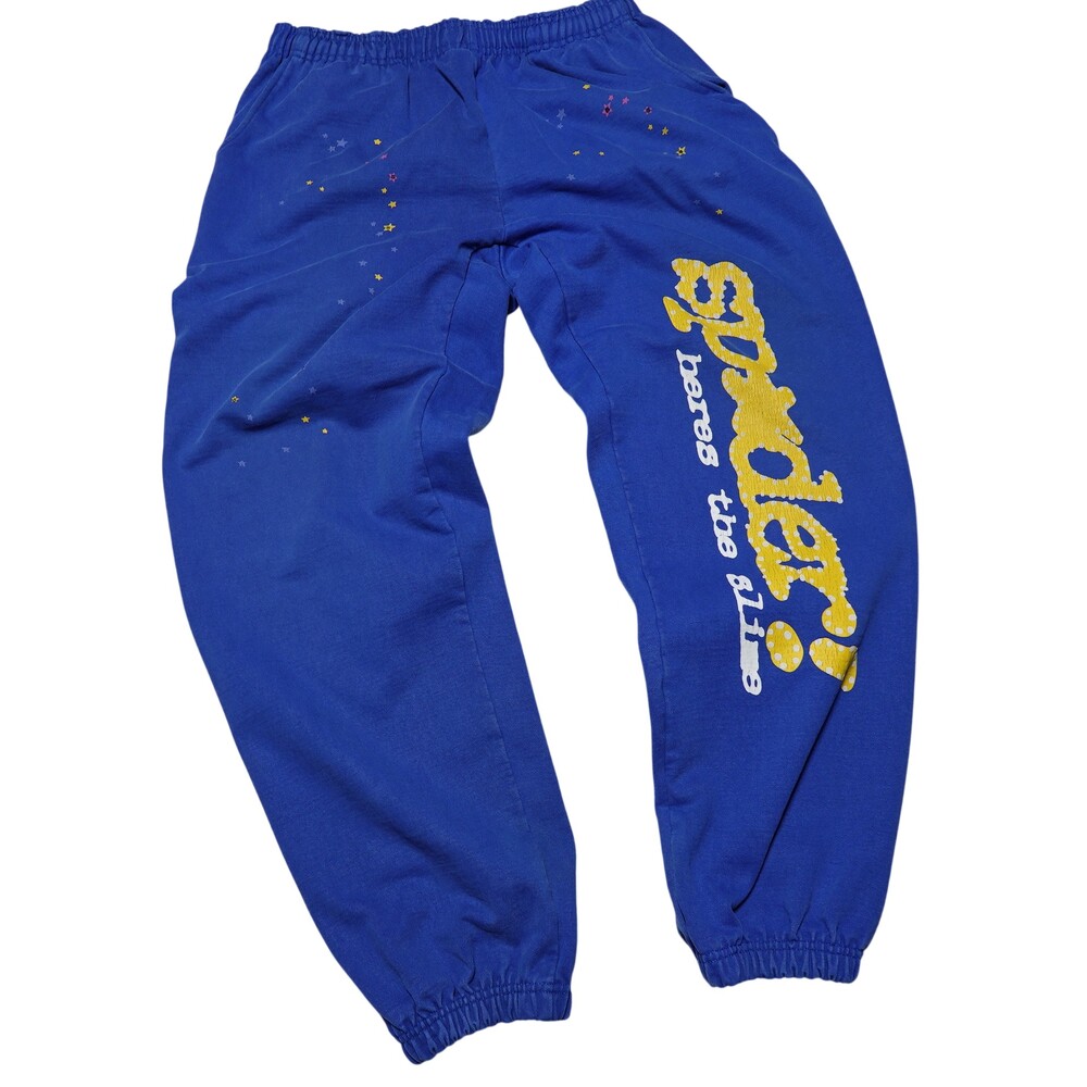 SP5DER X Young Thug Sweatpants Size 2XL BLUE Heavyweight Cotton